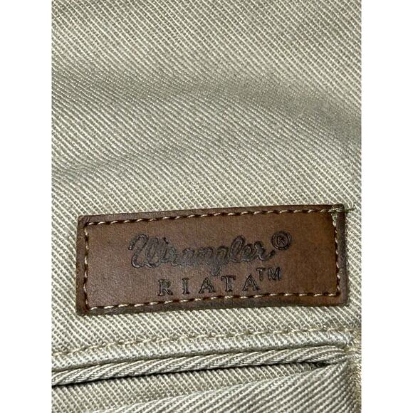 Vtg Wrangler Riata Pants mens W33 L32 Khaki Chino Beige Flat Front - Picture 14 of 15